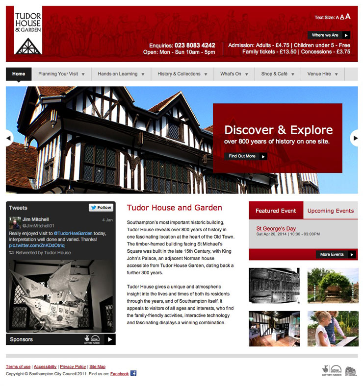 Tudor House & Gardes, Southampton website
